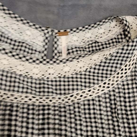 Free People Black White Baby Doll Dress Lace M - Picture 6 of 8